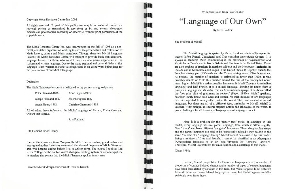 MRC - Conversational Michif for Beginners 2002