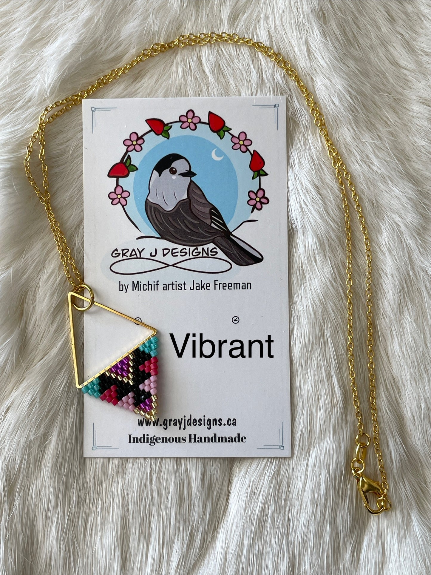 Beaded pendant on metal