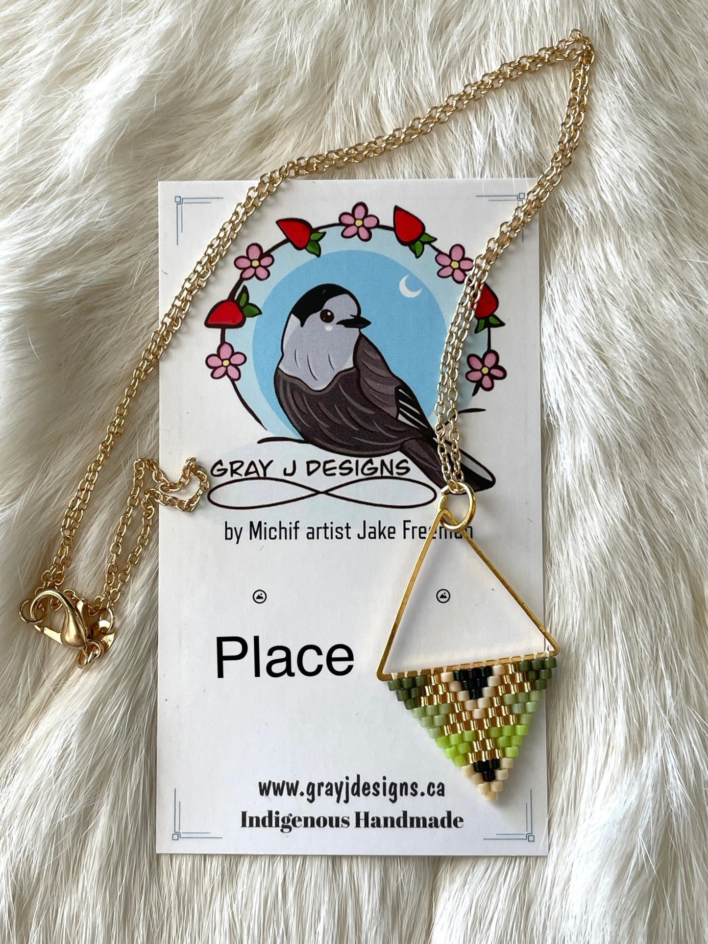 Beaded pendant on metal