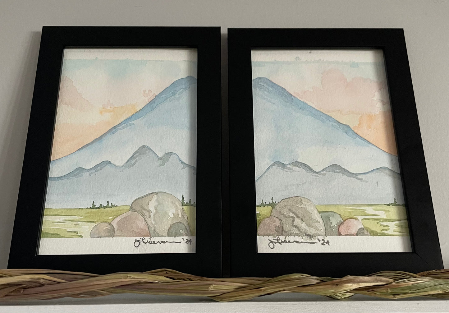 Water colour 5x7 framed painting