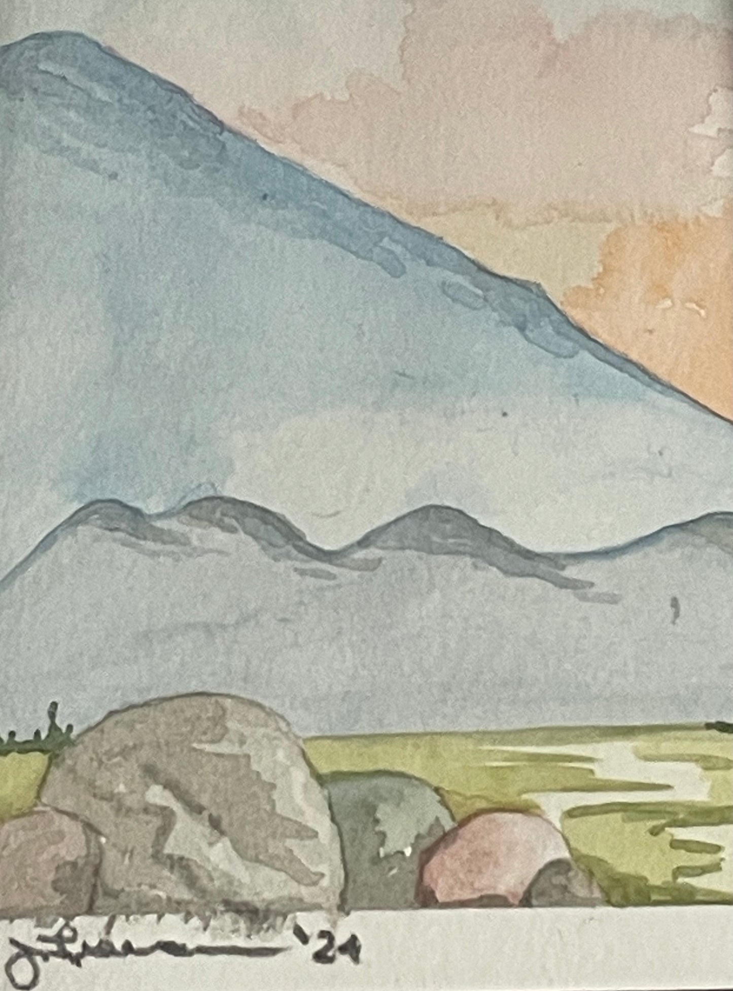 Water colour 5x7 framed painting