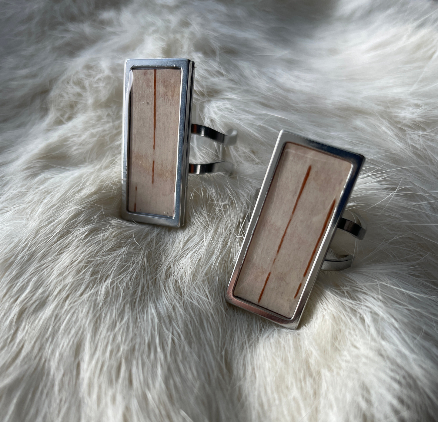 Stainless birchbark ring