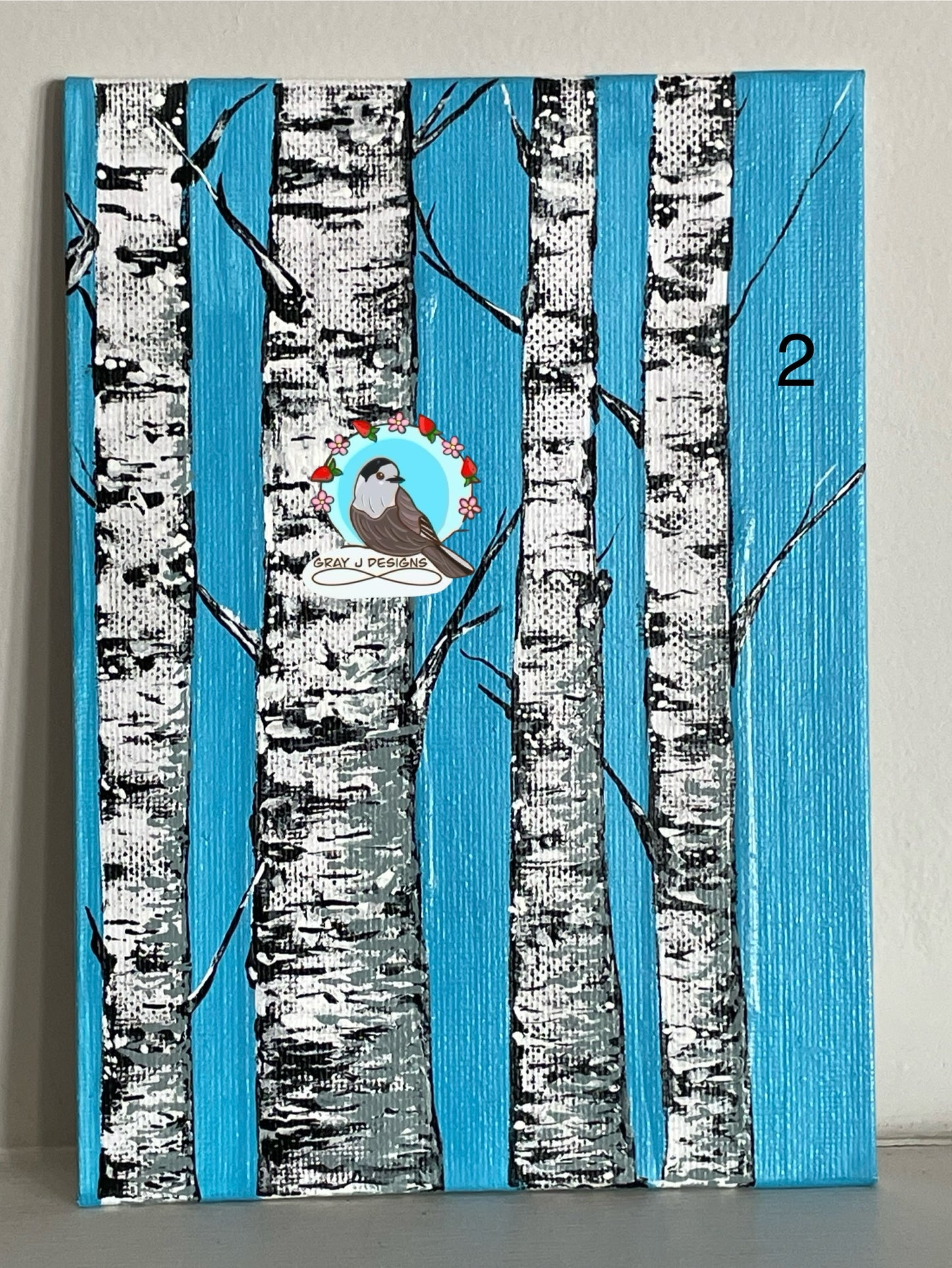 Acrylic 5x7 birch paintings