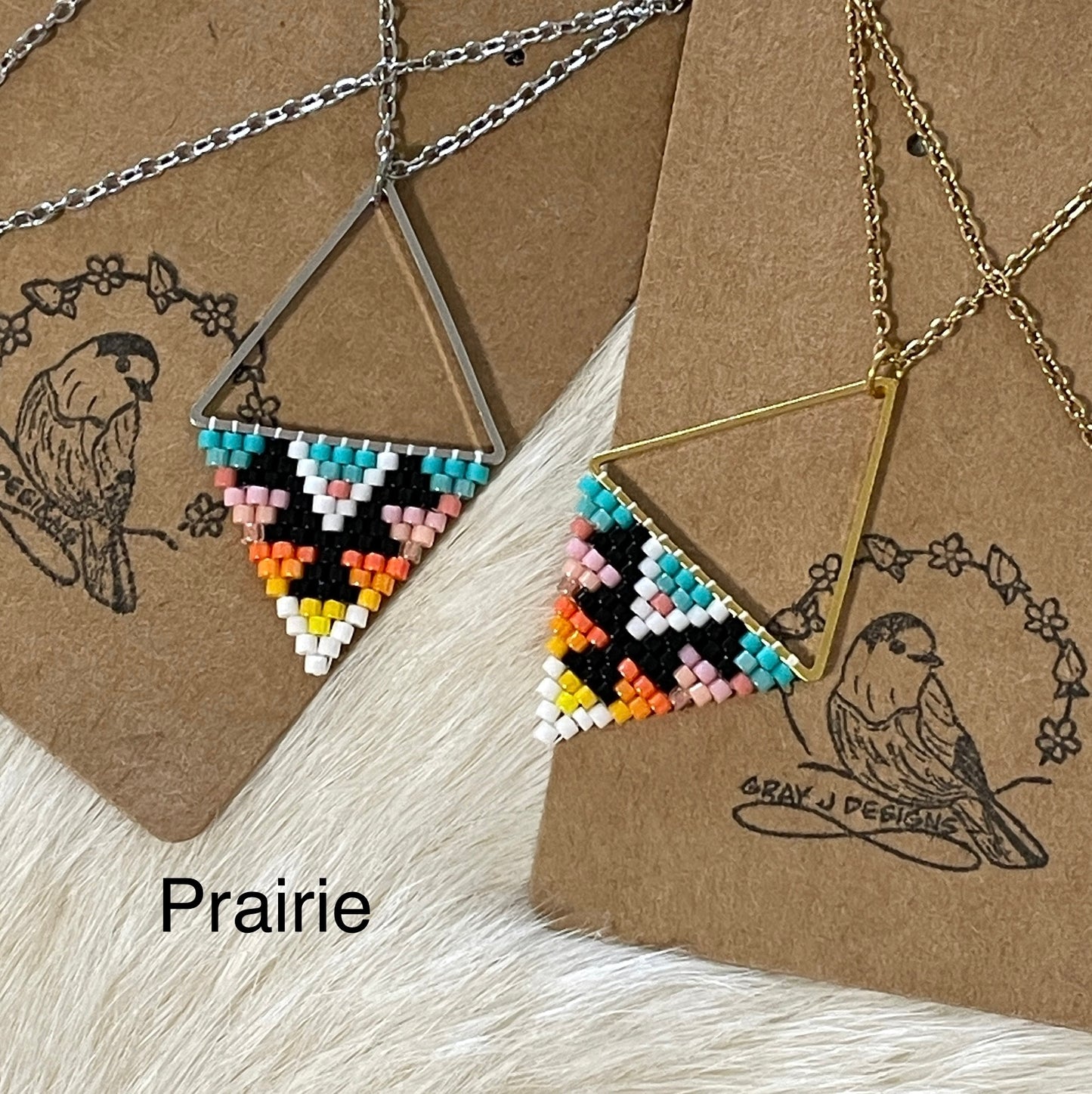 Beaded pendant on metal